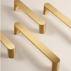 Manijas Modernas para Gabinetes de Latón Macizo, Diseño Simple, Tiradores de Armario en Oro Cepillado para Cocina - Product Image 5
