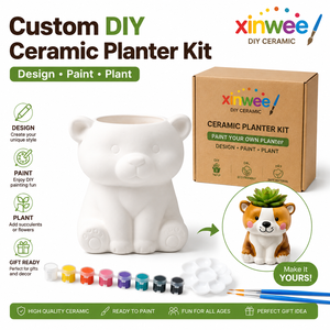 Kit <span class=keywords><strong>de</strong></span> <span class=keywords><strong>pot</strong></span> <span class=keywords><strong>de</strong></span> fleurs en céramique écologique pour adultes, anti-stress, pour plantes succulentes, à peindre soi-même, loisir créatif, artisanat thérapeutique, décoration maison et jardin - Product Image 5