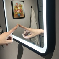 Miroir de salle de bain de luxe minimaliste éclairé avec fonction anti-buée, éclairage LED à capteur tactile, haut-parleur Bluetooth, cadre en aluminium, garantie 5 ans
