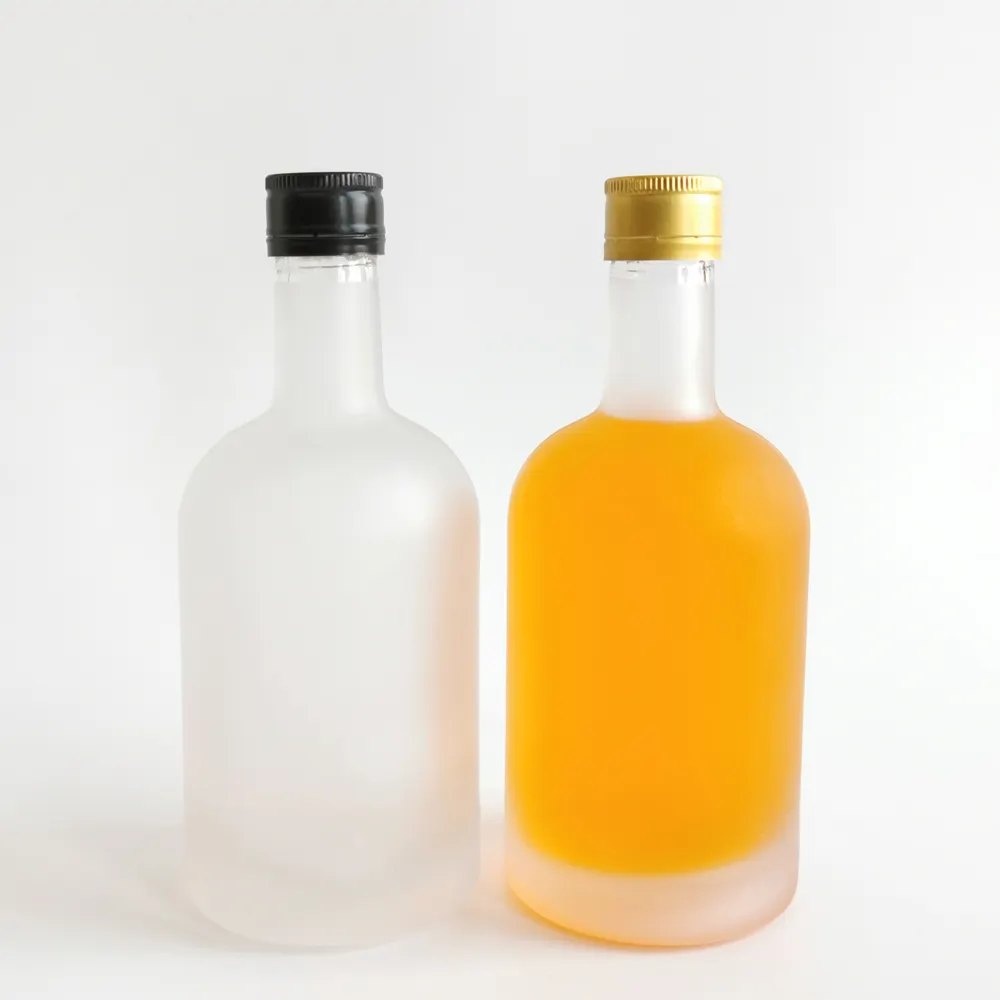 100ml 200ml 350ml 500ml yuvarlak buzlanma Nordic boş rom viski votka ruhu cam likör şişesi için likör