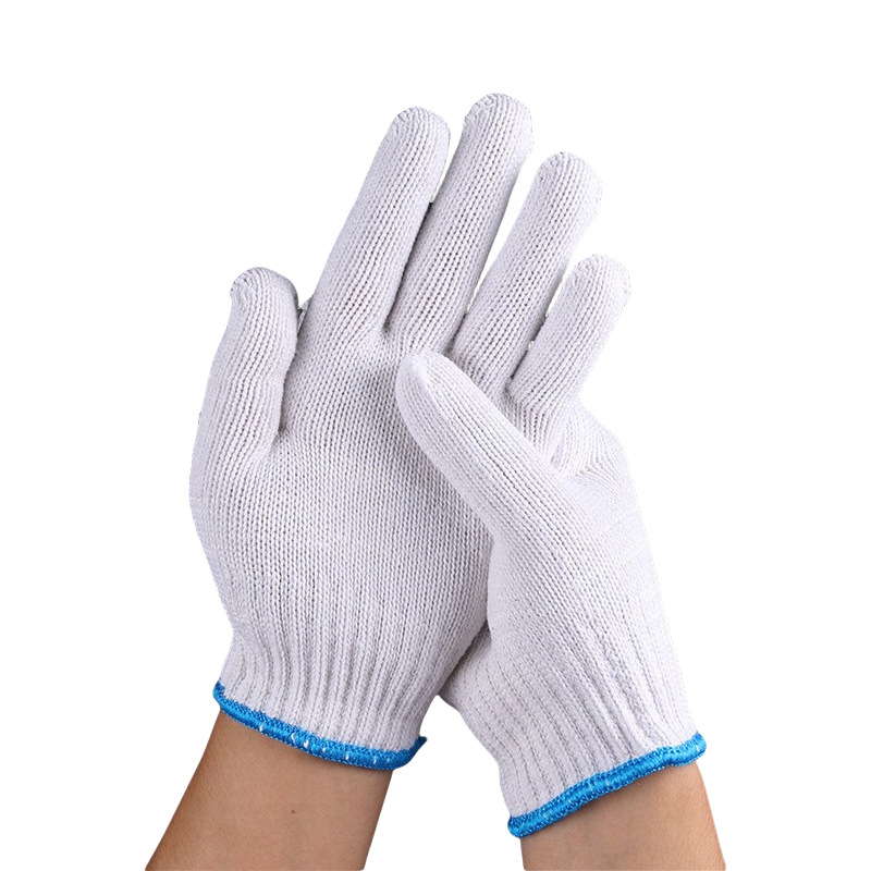Wholesale Thickened Nylon White Yarn Gloves Wear-Resistant Cotton Thread Anti-Cut Labor Protection Safety Gloves Work