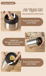 Vacare 1200ml Stainless Steel Metal Vacuum Food Storage Container Airtight <b>Canister</b> for <b>Tea</b> <b>Coffee</b> <b>Sugar</b> Other Items - Product Image 6