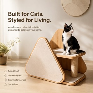 Condo pour <span class=keywords><strong>chat</strong></span> en bois style maison, griffoir en sisal, <span class=keywords><strong>arbre</strong></span> à <span class=keywords><strong>chat</strong></span> d'intérieur pour la sieste - Product Image 3