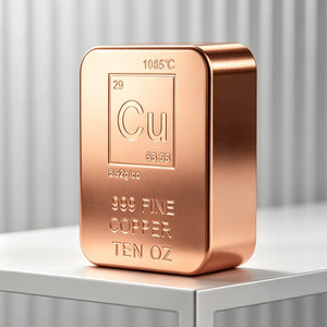 Barre de cuivre pur 999, 10 oz, forme carrée, non alliée, qualité investissement - Product Image 1