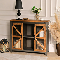 INNOVA HOME Vintage Style Industriel Métal Bois Buffet Buffet Glisser Porte De Grange Armoire De Rangement pour Cuisine Salle À Manger Hôtel