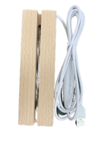 Rectangle Crystal Beech Wood Plug-In <b>LED</b> Display Base <b>USB</b> Nightlight with Resin Warm <b>Light</b> Stand 3D Rustic Design Handmade ODM - Product Image 2