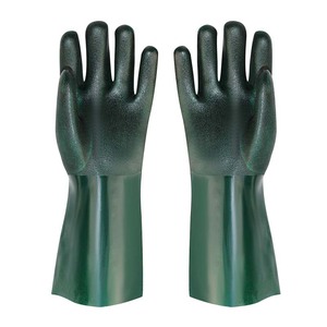 Guanti da Lavoro Industriali Resistenti a Doppio Rivestimento in PVC Verde Scuro a Maniche Lunghe, Resistenti ad Acidi, Oli e Prodotti Chimici, con Presa Antiscivolo - Product Image 5