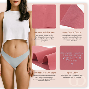 Ropa interior sin costuras con logotipo personalizado, calzoncillos de seda helada adheridos de una pieza, bragas Hipster invisibles, ropa interior sin costuras <span class=keywords><strong>para</strong></span> <span class=keywords><strong>mujer</strong></span> - Product Image 3