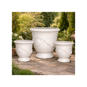 Jardinières d'extérieur modernes écologiques toutes saisons pour la maison et le jardin, finition peinte, pots à fleurs ronds en fibre de verre de haute qualité - Product Image 1