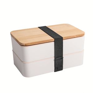 Boîte à lunch en fibre de bambou à 2 étages, impression personnalisée du logo, vente en gros, boîte à lunch bento écologique pour enfants et adultes - Product Image 2