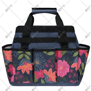 Sac à outils de jardin floral portable, porte-outils multifonction avec fermeture à pression, design suspendu, motif de fleurs bleues - Product Image 2