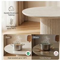 Table à manger à piétement cannelé 4 places en bois clair, style moderne bohème minimaliste, mobilier de maison et d'hôtel, commande en gros personnalisable