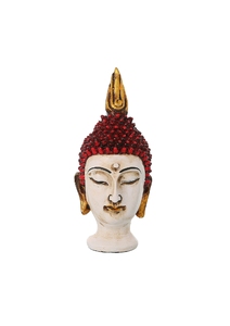 Tête de Bouddha en résine artisanale avec couronne de perles rouges, décoration spirituelle zen pour la maison, ornement de table intérieur élégant pour salon - Product Image 4