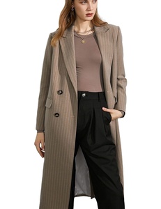 2023 <strong>Winter</strong> Fashion Modest Women's Custom Stripe <strong>Long</strong> Trench <strong>Coat</strong> for <strong>Ladies</strong> - Product Image 2