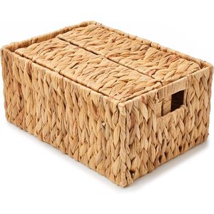 Custom Natural Water Hyacinth <b>Rectangular</b> Storage <b>Basket</b> With Lid Eco Friendly Home Organizer Bulk Vietnam Export - Product Image 4