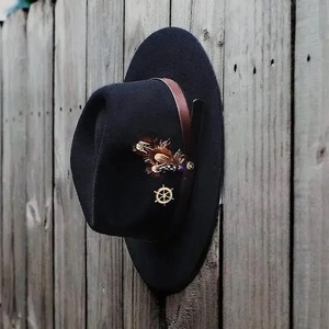 Sombrero Fedora de Lana Negra, Ala Ancha, Ajustable, Unisex, Casual, para Viajes y Actividades al Aire Libre - Product Image 4