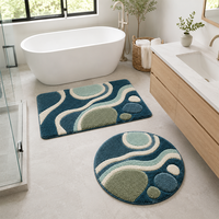 Modern Tufted Rug Set for Bathroom with Soft Absorbent Polypropy for Luxury Non - slip Contemporary Home Floor Decor Bath Mats