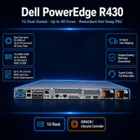 خادم ديل R430 1U للتركيب على الرف مع مقبسين و12 فتحة DIMM DDR4 وPCIe 3.0 وSAS وSATA للأنظمة الافتراضية والحوسبة عالية الأداء والخدمات الإلكترونية والإنتاجية والتخزين
