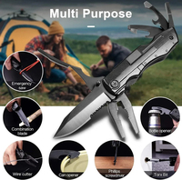 Couteau pliant multifonctionnel compact et léger 18 en 1 pour le travail, le camping et la survie en plein air