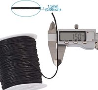 Cordon en coton ciré noir de 1,5 mm, longueur personnalisée, pour macramé, perlage, fabrication de bijoux, vêtements, chaussures, sacs, bracelets
