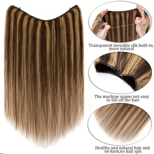 Extension per Capelli Umani con Clip, Effetto Liscio e Ondulato, Fascia Invisibile, Filo Halo - Product Image 6