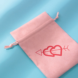 Pink Velvet <b>Drawstring</b> <b>Pouch</b> 8x10cm Jewelry Gift Packaging Dustproof Storage Bag Rectangular Fabric Inner Packaging - Product Image 3