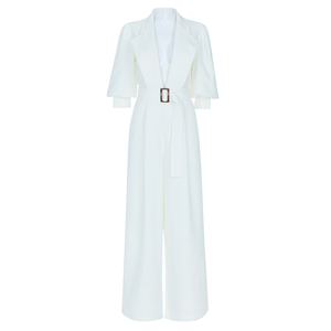 Vestiti delle donne di Modo Della Signora Bianco Pagliaccetti Manica <span class=keywords><strong>Corta</strong></span> Pantaloni a Gamba Larga Tute - Product Image 2