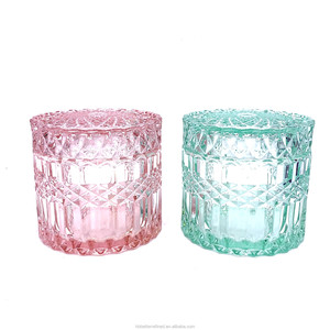 Frascos de <span class=keywords><strong>Vidrio</strong></span> Cilíndricos Coloridos RTS de 6oz 13oz 180ml 350ml con Tapa de <span class=keywords><strong>Vidrio</strong></span> para Velas, Decoración del Hogar, Bodas y Fabricación de Velas - Product Image 2