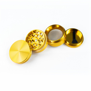 Gold Aluminum Alloy 4-Piece <b>Herb</b> <b>Grinder</b> Round Luxury Style Dry <b>Herb</b> <b>Grinder</b> 63mm Portable Metal <b>Grinder</b> - Product Image 2