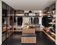 Dressing personnalisé chambre à coucher placard armoire de rangement combinaison du sol au plafond armoire ouverte LED bois massif Flywood Mdf