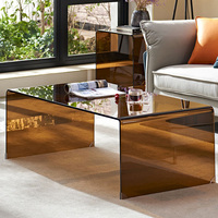 Table d'appoint moderne marron clair en acrylique canapé Table basse meubles de salon Table à thé en verre