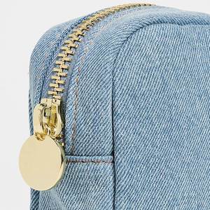 Custom Eco-Friendly Lightweight Durable <b>Large</b> Capacity Denim Cosmetic <b>Bag</b> Gold-tone Hardware Zipper Portable Travel Women's - Product Image 2
