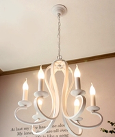 Nouveau design de lustre LED en bois rétro pour salon, luminaire suspendu blanc patiné pour intérieur