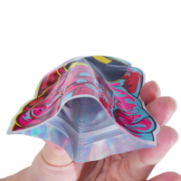 Sacs en Mylar holographiques personnalisés en forme irrégulière découpés à l'emporte-pièce, anti-odeur, pour bonbons et snacks, vente en gros d'usine