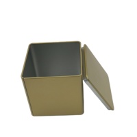 Boîte en étain carrée dorée pour cadeaux de biscuits, emballage personnalisé, contenants en étain pour aliments et thé