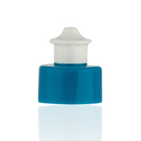Tapas de Botella de Plástico Azules de 24 mm y 28 mm con Cuello de Rosca y Sistema Push-Pull