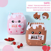 7072 Coussin en peluche personnalisable Lait au chocolat fraise avec visage souriant, jouet en peluche câlin, cadeaux mignons pour enfant, peluche Lait au chocolat