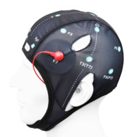 Kit de casque EEG 10/20, placement d'électrodes, système 19 canaux, moniteur d'ondes cérébrales neurofeedback, noir, convient aux circonférences de tête de 53-60 cm