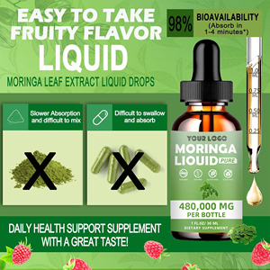 Complément alimentaire liquide de moringa pur, biologique et végétalien, 30 ml, marque privée, soutient la santé immunitaire, nourrit la peau et les cheveux - Product Image 1