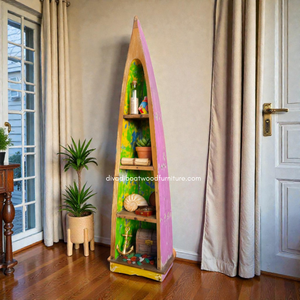 Este estante de almacenamiento original de color es hecho de madera reciclada y es perfecto para decorar tu hogar, tu villa o tu resort. - Product Image 3