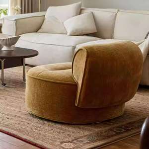 Sofá Cama de Terciopelo de Lujo Ligero Estilo Nórdico, Sillón Reclinable Individual Creativo con Diseño de Sonrisa para Hogar, Hotel y Sala de Estar - Product Image 3