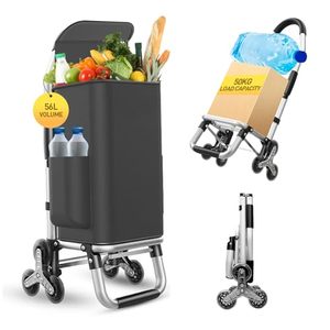 Chariot à main pliable 3 en 1 robuste avec chariot d'épicerie à 6 roues, sac étanche portable pour le déplacement, le camping - Product Image 2