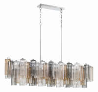 Lustre en verre rectangulaire à plusieurs niveaux, éclairage moderne pour salon, lumières dorées pour salle à manger et bar