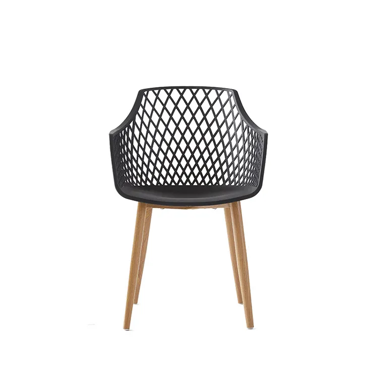 Modern simple Nordic restaurant hollow wooden legs plastic chair