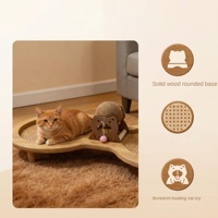 Lit pour chat en bois massif à deux places, tapis en rotin respirant, griffoir robuste résistant au poids, jouet pour chat toutes saisons, fabriqué en Chine