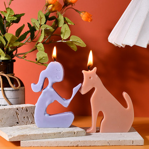 DIY goutte colle moule en trois dimensions petite fille et chiot silicone moule bougie plâtre figure décoration - Product Image 5