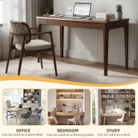 Bureau en bois massif de style moderne du milieu du siècle avec tiroirs, bureau debout aux bords lisses, bureau à domicile pour l'étude, la chambre ou le bureau