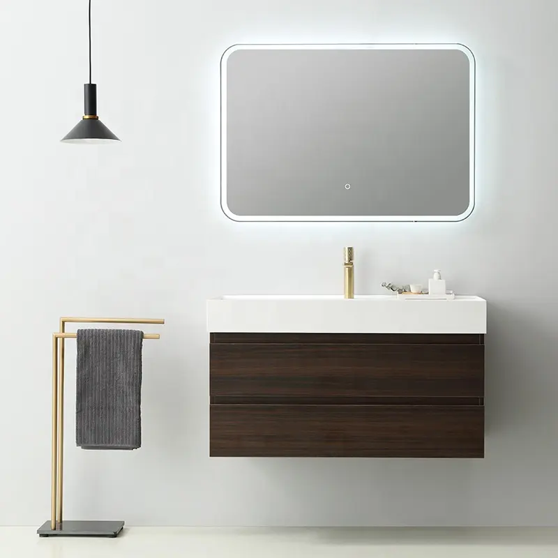 Vevor — meuble de salle de bain mural moderne, en bois massif véritable, au design italien, avec évier, 36 pouces