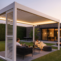 Pergola motorisée en aluminium bioclimatique toutes saisons avec panneaux solaires Pergola solaire photovoltaïque à persiennes pour arrière-cour/jardin