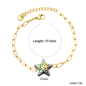 Star Shape Zinc Alloy Bracelet With <b>Abalone</b> <b>Shell</b> Inlay For Gift Fashion Jewelry - Product Image 4